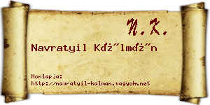 Navratyil Kálmán névjegykártya